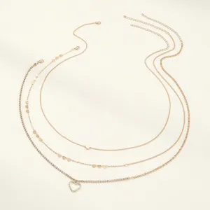 Gold multi-layer waist chain body chain with rhinestone heart pendant for women fashion