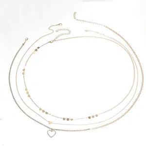 Multi-layer rhinestone heart metal waist chain, sexy body chain accessory for women.