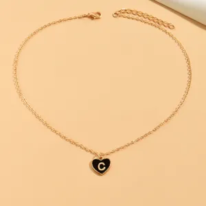 Goldene Buchstabe C Herz Anhänger Halskette charmante Mode Schlüsselbein Kette Schmuck
