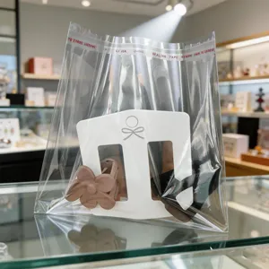 Thickened Cardboard Hair Claw Display Cards White Bowknot Jewelry Display Tags With OPP Bags For Hairpin Organizers Hair Accessories Packaging Holders