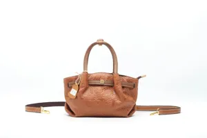 Genuine leather embossed dumpling bag retro casual women handbag shoulder crossbody bag