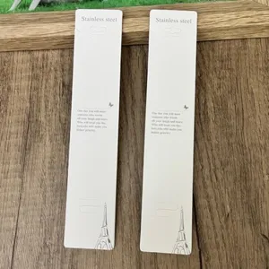 White Long Necklace Display Cards For DIY Bracelet Packaging Jewelry Hanging Cards With Eiffel Tower Pattern