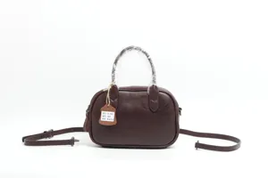 Vegetable tanned leather women shoulder bag retro casual crossbody handbag autumn winter style