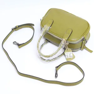 Vegetable tanned leather retro shoulder messenger bag women handbag pillow bag green style