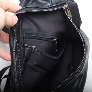 Genuine leather women backpack black cowhide travel school bag casual daypack main view