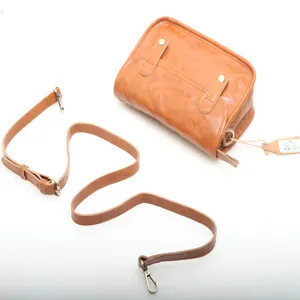 Vintage genuine leather messenger bag with adjustable crossbody strap for women everyday use