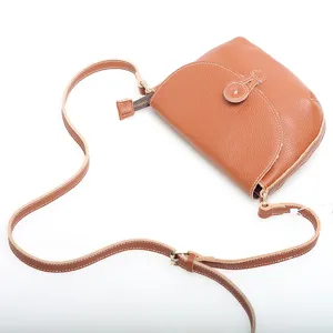 Genuine leather women crossbody shoulder bag chic casual brown single shoulder bag daily purse.