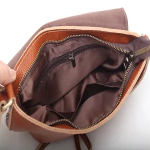 Genuine leather women shoulder bag crossbody top layer cowhide vintage style inner pocket