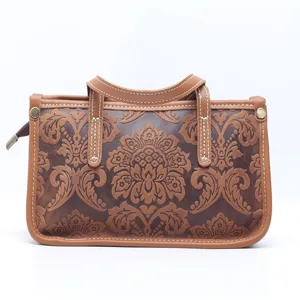 Sac à main vintage en cuir véritable gaufré, petit sac carré rétro pour femme automne.