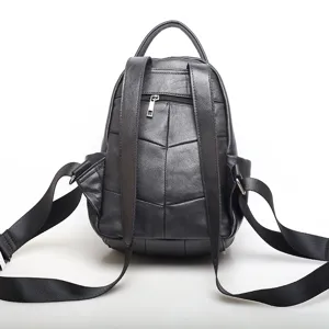 Zaino in vera pelle da donna elegante stile casual viaggio piccolo zainetto nero
