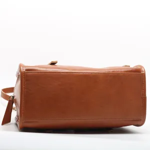 Genuine leather women shoulder bag casual brown tote handbag classic retro style daily use