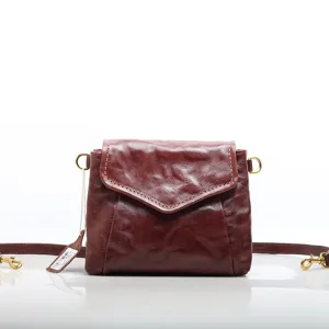Minimalist Genuine Cowhide Leather Shoulder Bag For Women Retro Vegetable Tanned Crossbody Bag Commuter Daily Handbag
