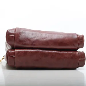Brown leather shoulder bag genuine cowhide crossbody bag simple commuter everyday bag