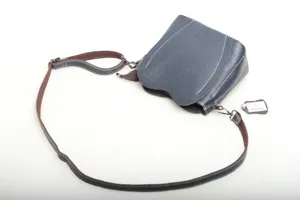 Genuine leather heart flap crossbody bag for women, stylish blue shoulder bag daily wear.