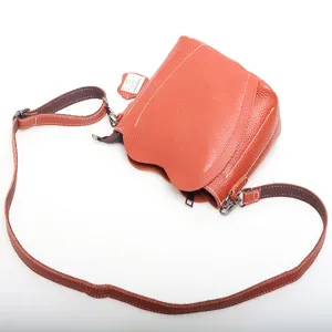 Genuine leather heart-shaped crossbody bag, stylish orange shoulder bag for women main view