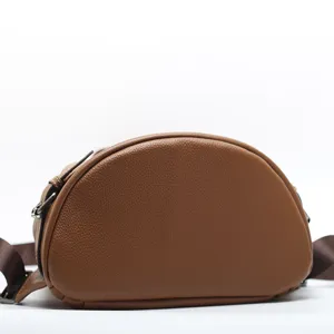 Classic leather women backpack fashion versatile genuine cowhide half-moon casual daypack