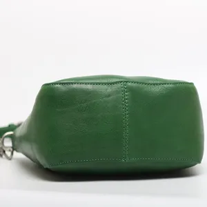 Green leather crossbody bag new style simple compact square purse daily fashion genuine cowhide accessory