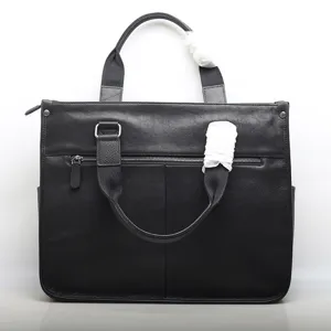 Borsa per computer portatile da viaggio di grande capacita in vera pelle nera