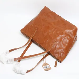 Women Vintage Leather Tote Bag Large Capacity Commuter Shoulder Bag Casual Handbag