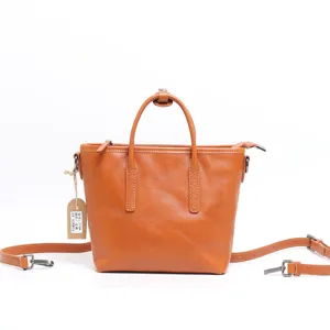 Genuine Leather Women Handbag Casual Commuter Crossbody Bag Top Handle Square Bag Vintage Style Daily Matching Bag
