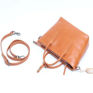 Genuine leather square women handbag, elegant top handle shoulder crossbody bag.