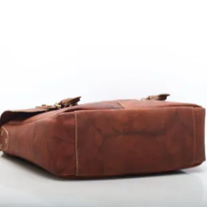Men genuine leather briefcase business laptop bag vintage top layer cowhide commuter shoulder bag
