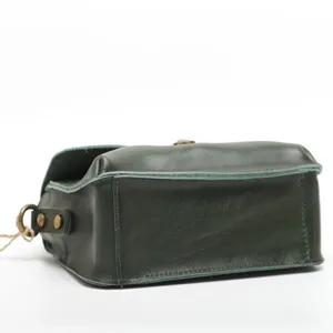 Sac bandoulière en cuir véritable vert foncé élégant sac à main pour femme quotidien