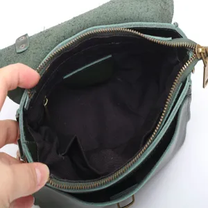 Sac bandouliere vintage en cuir veritable vert pour femme sac a main decontracte