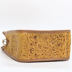 Genuine leather retro embossed women shoulder bag top layer cowhide casual handbag daily use