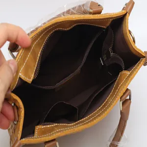 Genuine leather women handbag top layer cowhide retro casual shoulder crossbody tote bag interior