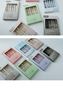 6-pack fast-drying click gel pens in multiple pastel aesthetic box variants
