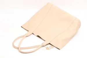 Beige leather tote bag for women, large capacity minimalist shoulder bag, casual everyday handbag
