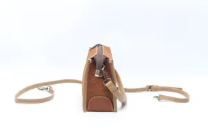 Vintage genuine leather side view shoulder crossbody bag detail embossed design