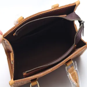 Sac à main vintage en cuir véritable pour femme, cabas carré décontracté pour bureau.