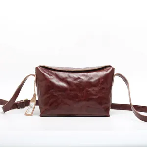 Genuine Leather Saddle Bag For Women Vintage Vegetable Tanned Cowhide Crossbody Shoulder Bag Stylish Daily Handbag