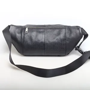 Herren Echtleder Brusttasche lässige Gürteltasche mit Mehrfach Fächern Umhängetasche
