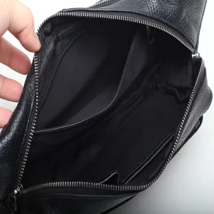 Herren Echtleder Brusttasche Umhängetasche Freizeittasche mit vielen Innenfächern und Reißverschluß design