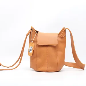 Women's Genuine Leather Bucket Bag Casual Commuter Underarm Shoulder Bag Top Layer Cowhide Daily Handbag