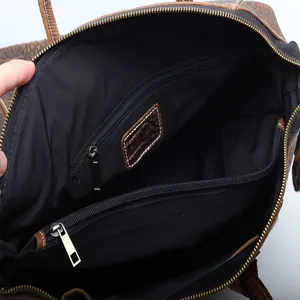 Large capacity genuine leather crocodile pattern handbag casual shoulder crossbody women bag
