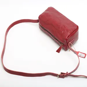 Classic red leather vintage shoulder bag, stylish crossbody pillow bag for women daily use.