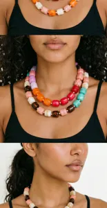 Buntes Perlen-Schlüsselbein-Halsband mit mehrfarbigen geometrischen Perlen, modischer Stil für den Alltag.