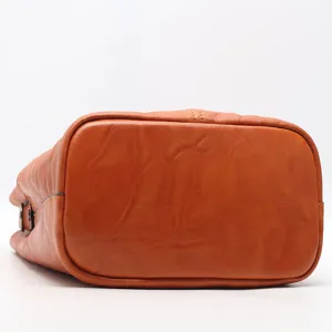 Classic genuine leather bucket bag for women, retro vegetable-tanned shoulder handbag.