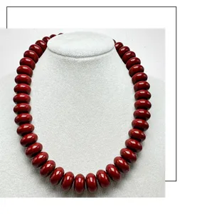 Red geometric flat bead necklace bohemian resin statement jewelry for women daily party gift
