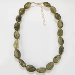 Collar de Cuentas Irregulares de Resina Bohemia Collar de Hilo Geométrico Anudado a Mano Vintage Textura de Nube Con Cadena de Extensión para Mujer Joyería de Vacaciones