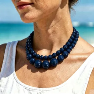 Collana girocollo boho a doppio strato in perle di resina stile retro estate donna
