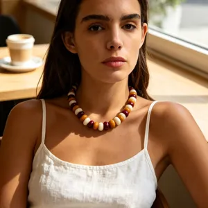 Bohemian colorful flat bead handmade necklace for women stylish daily wear holiday gift