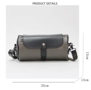 Men cylindrical shoulder bag casual stylish crossbody bag urban street fashion bag 25cm