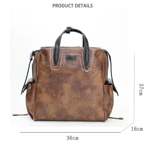 Sac à dos d'affaires rétro vintage pour ordinateur portable avec compartiments multifonction.