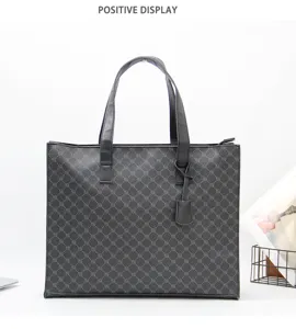 Sac cabas d'affaires à carreaux pour hommes, sac à main décontracté avec double poignées élégantes.