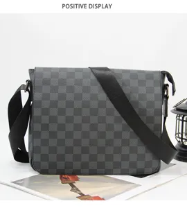 Heren schoudertas retro ruitjespatroon messenger bag stijlvolle reistas voor dagelijks